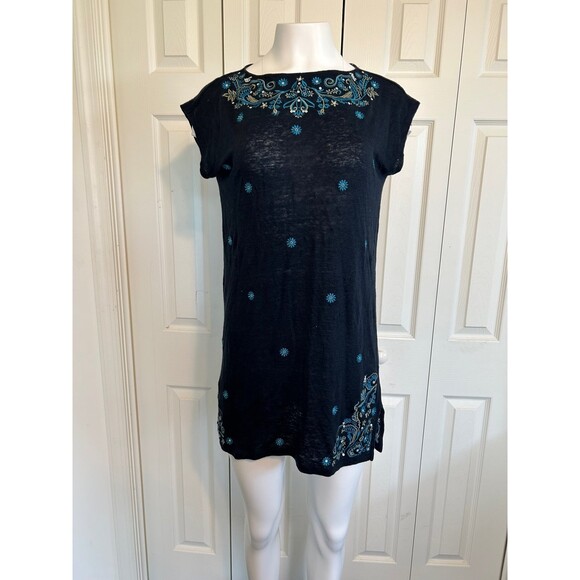 J Jill Embroidered Linen Tunic Top - Picture 1 of 11